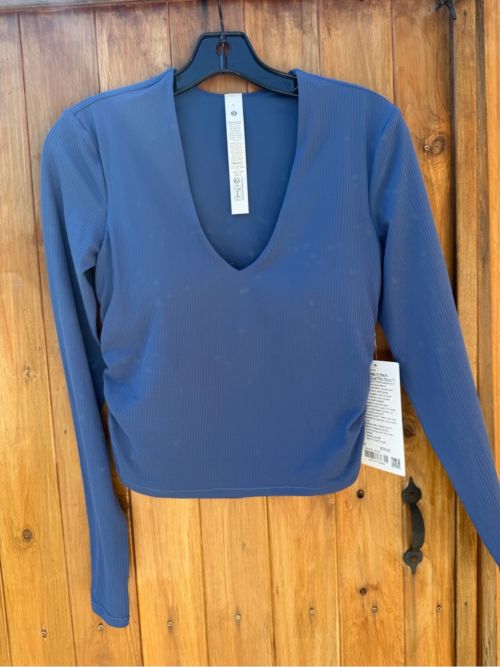 lululemon athletica Ribbed V-Neck Long Sleeve Top - Navy Blue
